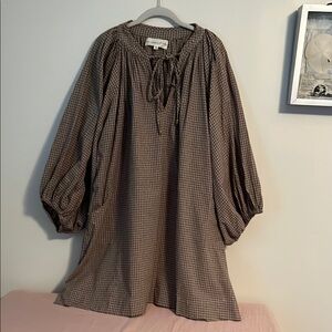 Daughters of India Brown Bishop Sleeve Dress